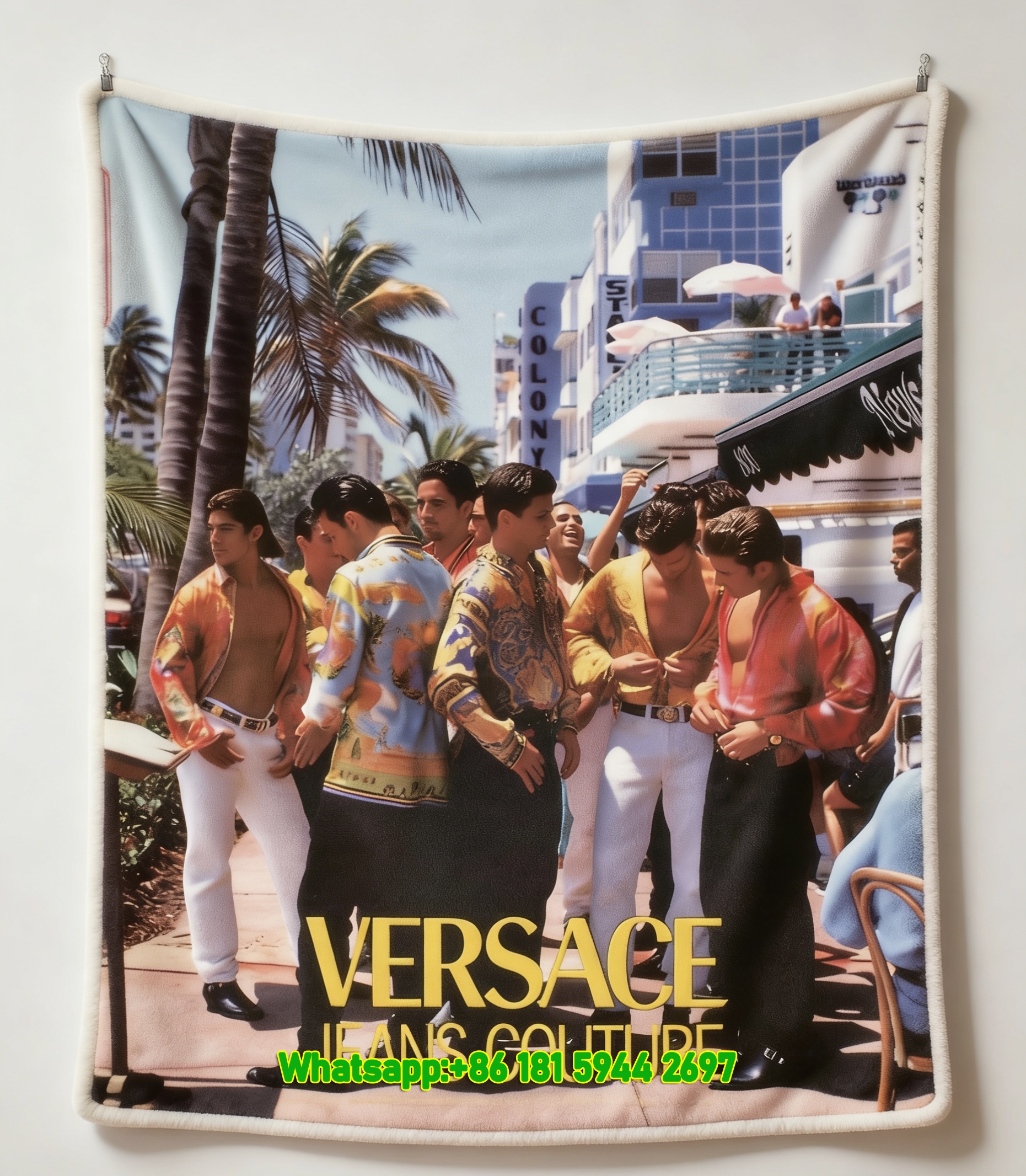 Versace Jeans Couture Tropical Multicolor Print Flannel Throw Blanket Luxury Sofa Cover Blanket IMG_1730